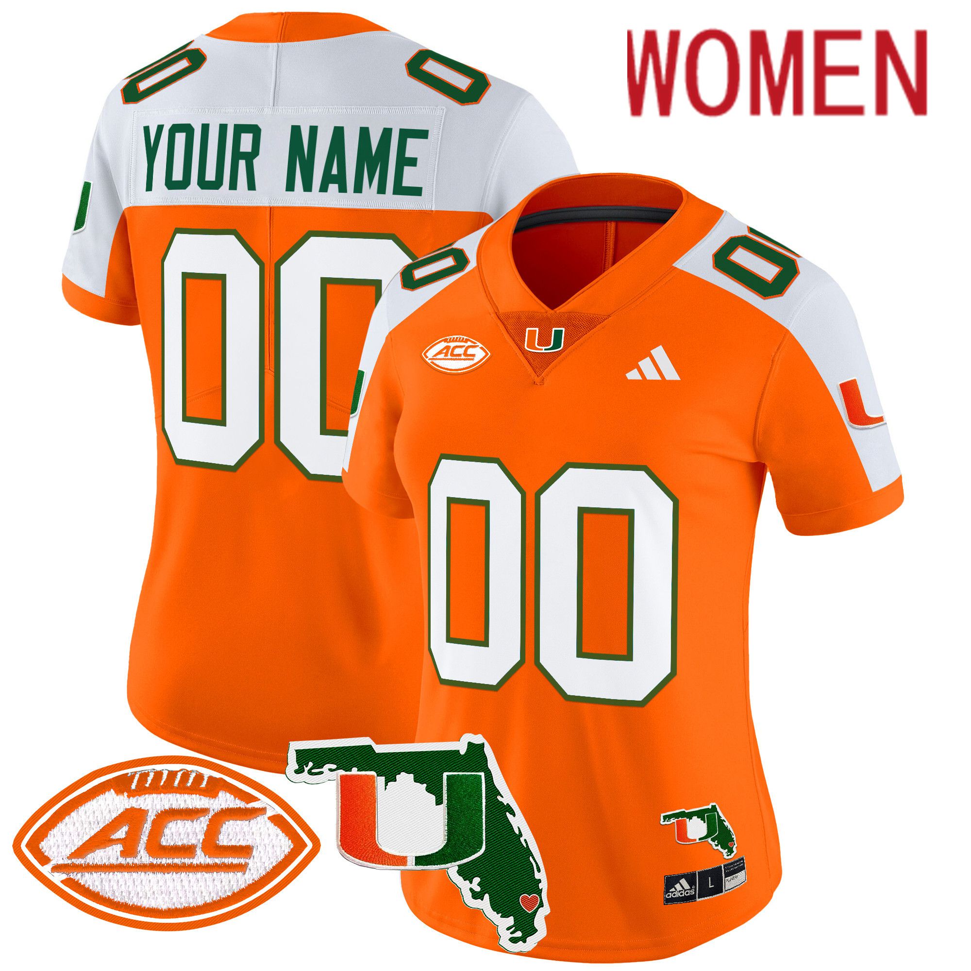 Women Miami Hurricanes Orange 2024 Florida Patch Vapor Limited Custom NCAA Jersey style 1